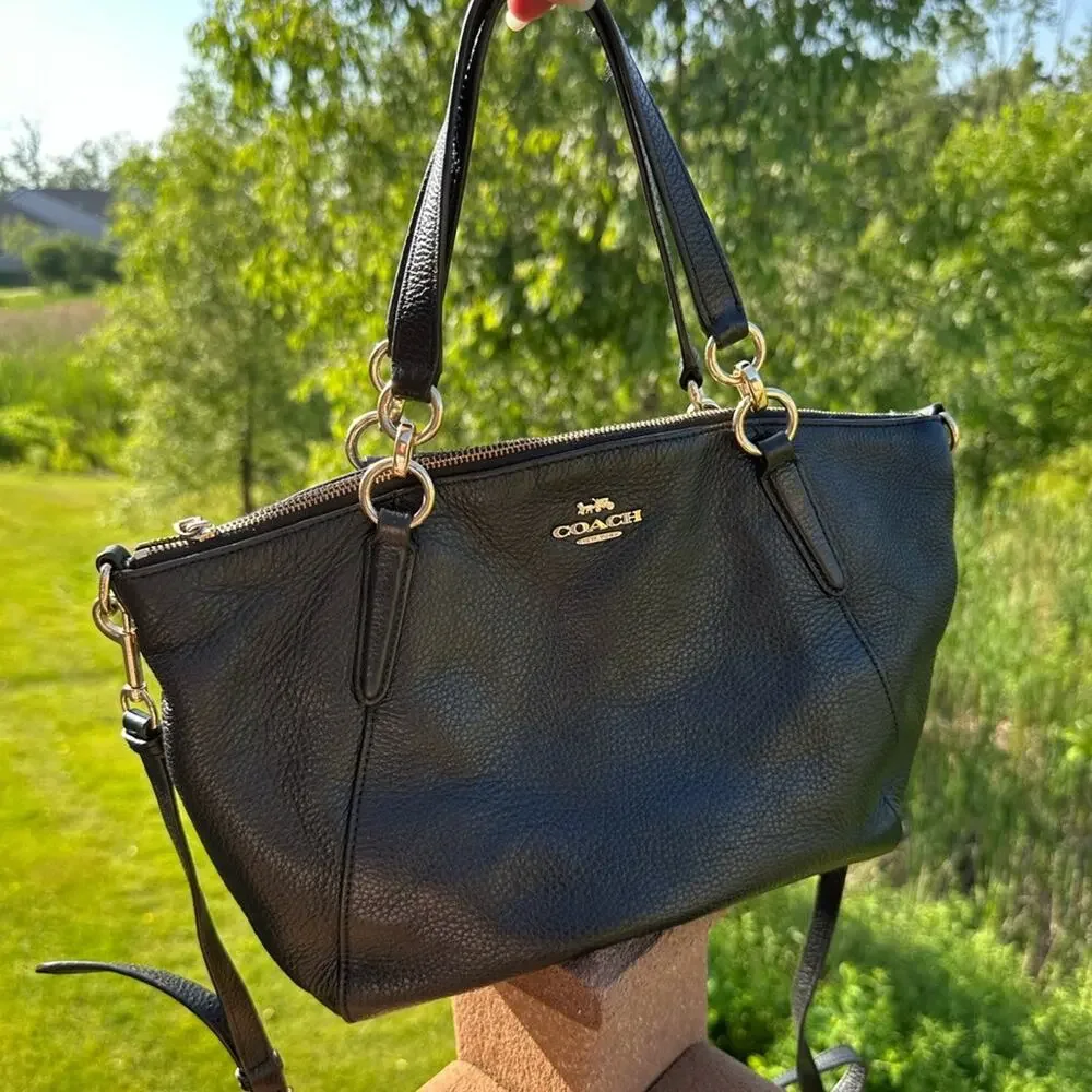 Coach Kelsey Satchel Crossbody Black Leather Handbag